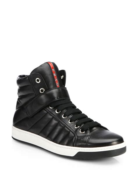 prada sneakers herren schwarz|prada designer high top sneakers.